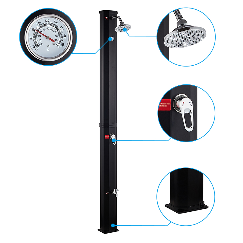 35L Durable Integrated Black Stainless Steel Heat Outdoor Garden Solar Shower